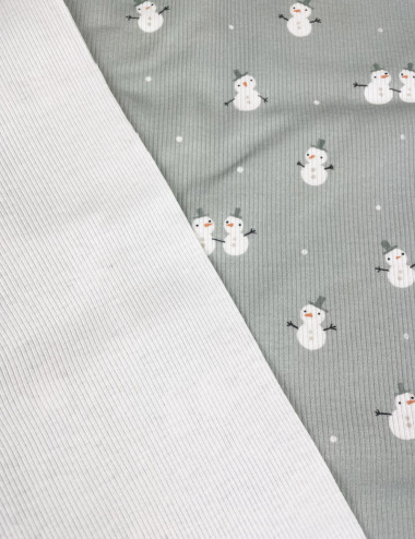 Rib knit fabric - Snowmen